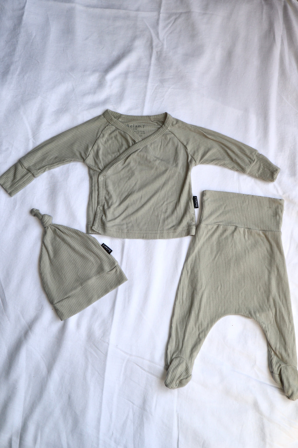 Belan.J — Bamboo Wrap Set — Light Grey Rib — 0-3M