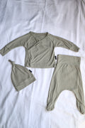 Belan.J — Bamboo Wrap Set — Light Grey Rib — 0-3M
