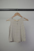 Jax + Lennon — Striped Bamboo Henley Tank — Oatmeal/Taupe — 2/3Y