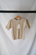 Jamie Kay Cable Knit Puff Sleeve Sweater — Oatmeal — 3T — BNWT