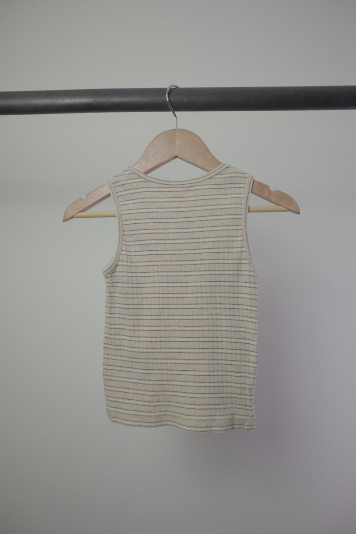Wheat — Organic Cotton Striped Tank — Oatmeal/Cream — 6Y