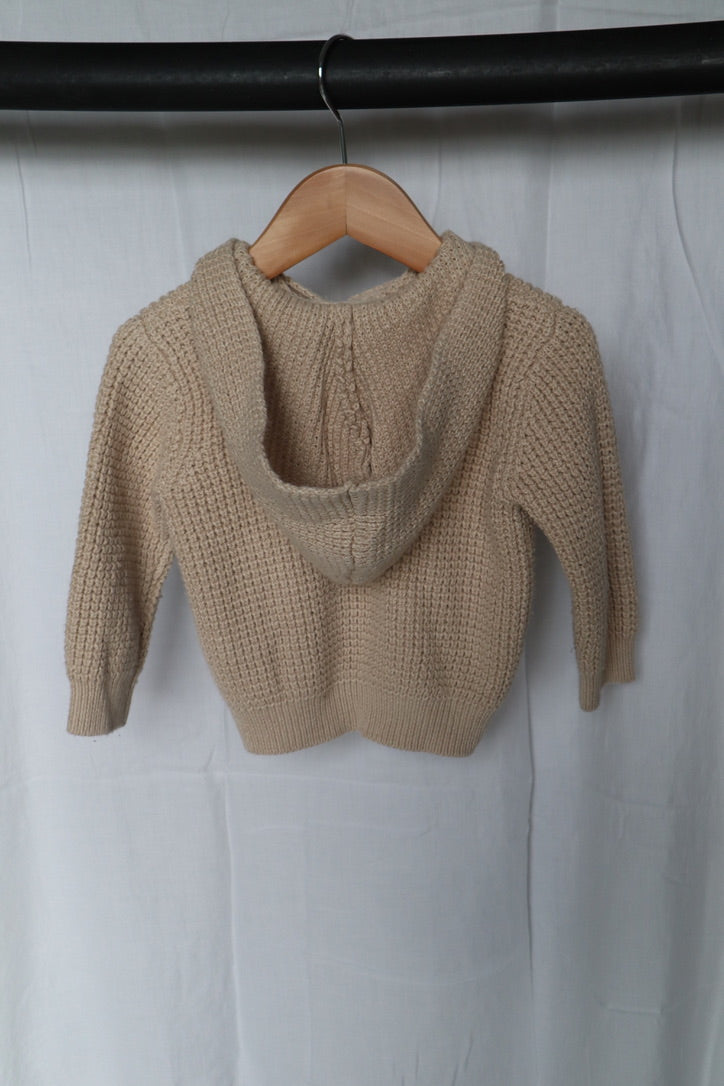 Rococo Cream Hooded Knit Baby Cardigan – 6 Months
