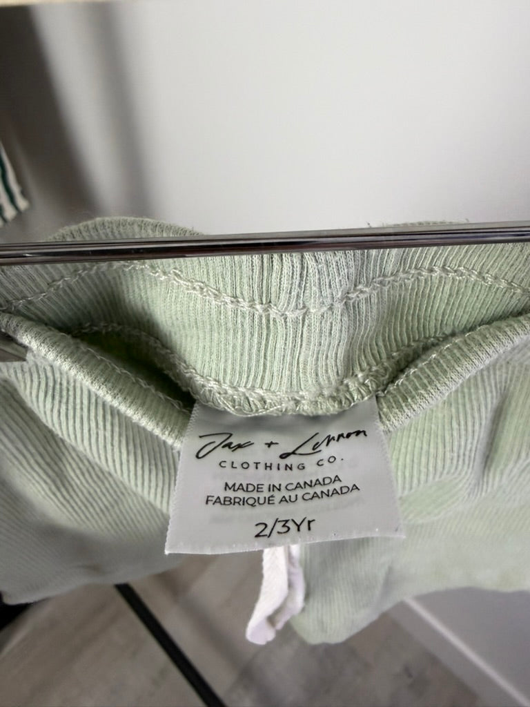 Jax + Lennon Organic Ribbed Shorts — Sage — 2/3Y