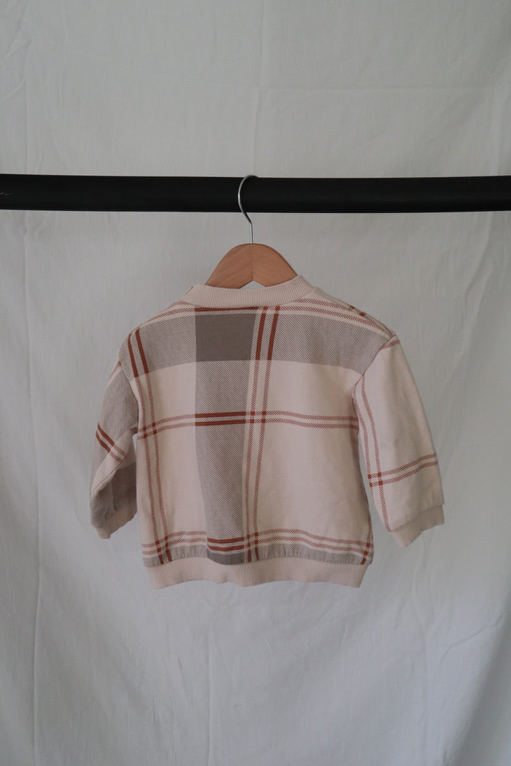 H&M Plaid Sweatshirt — 12–18M