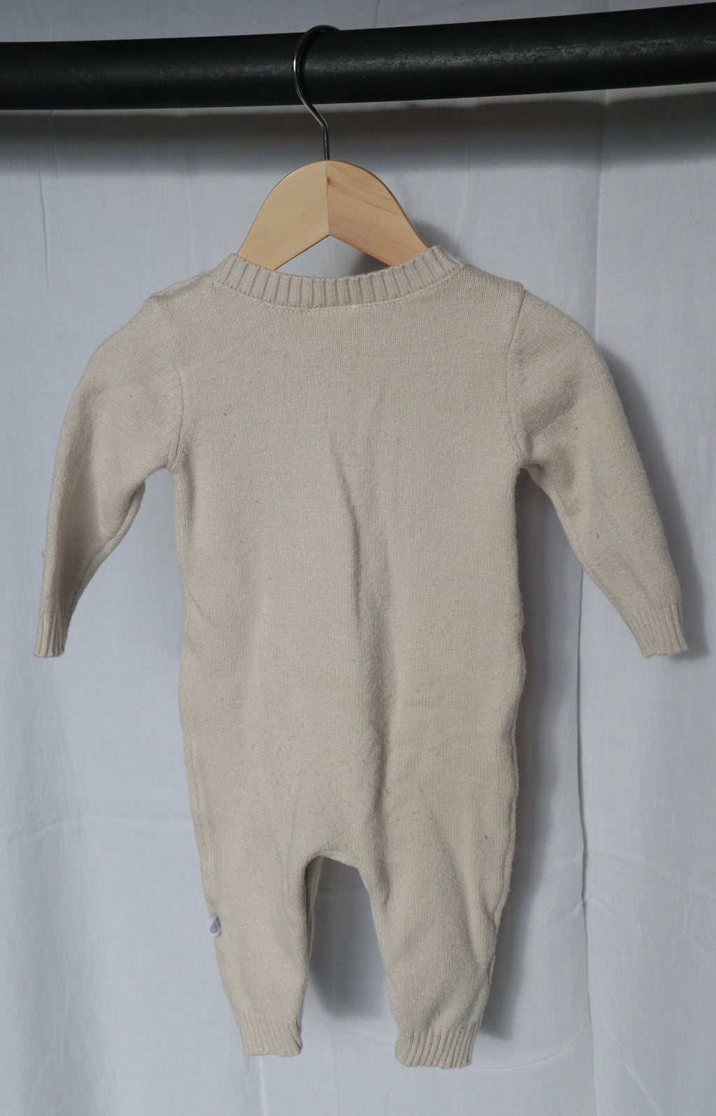 Just Born Cream Cable Knit Long-Sleeve Sweater Romper – 6 Months