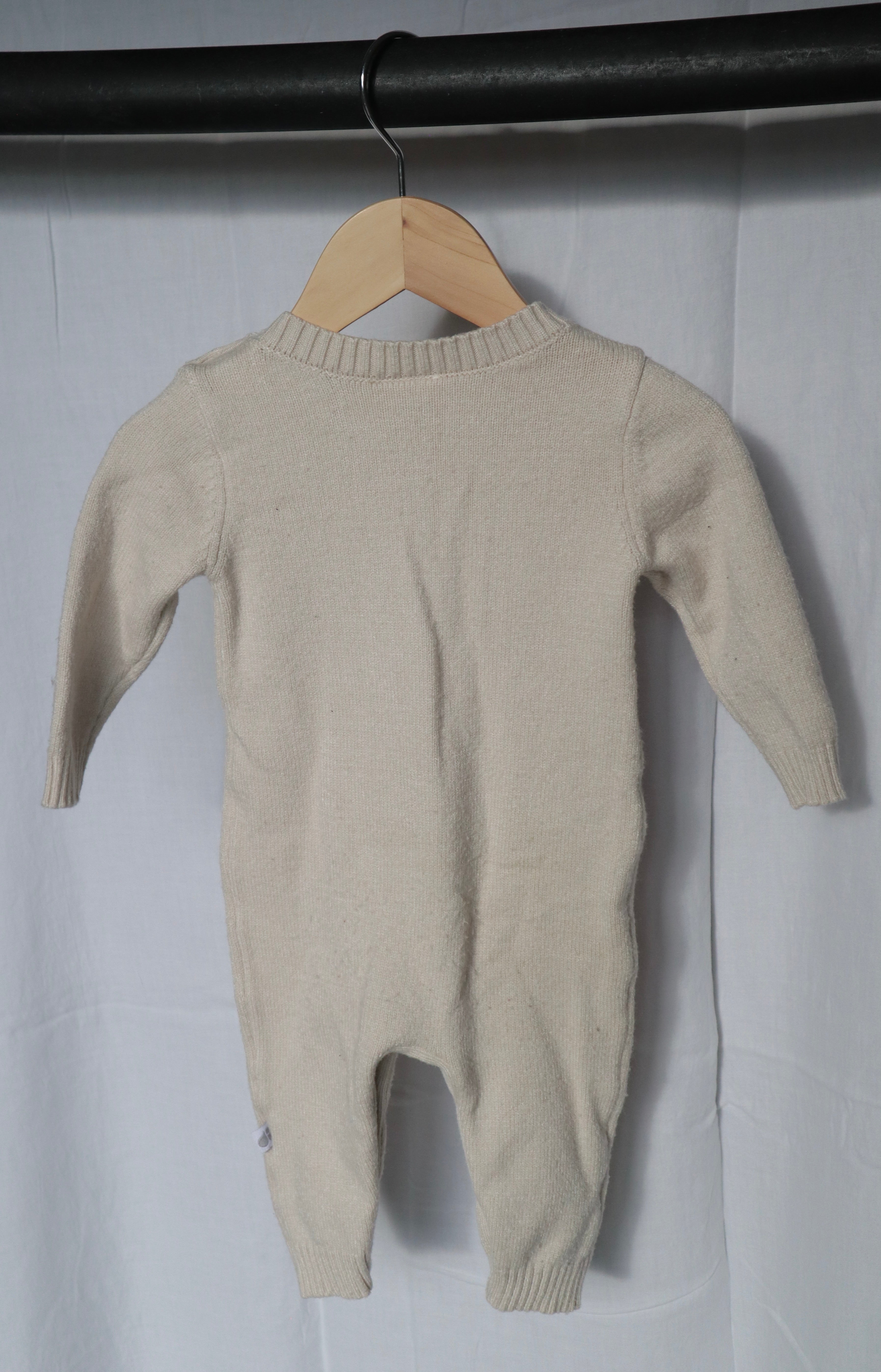 Just Born Cream Cable Knit Long-Sleeve Sweater Romper – 6 Months