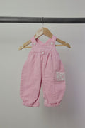 Vintage Pink Fun Time Overalls — Bubblegum Pink — 0–3M