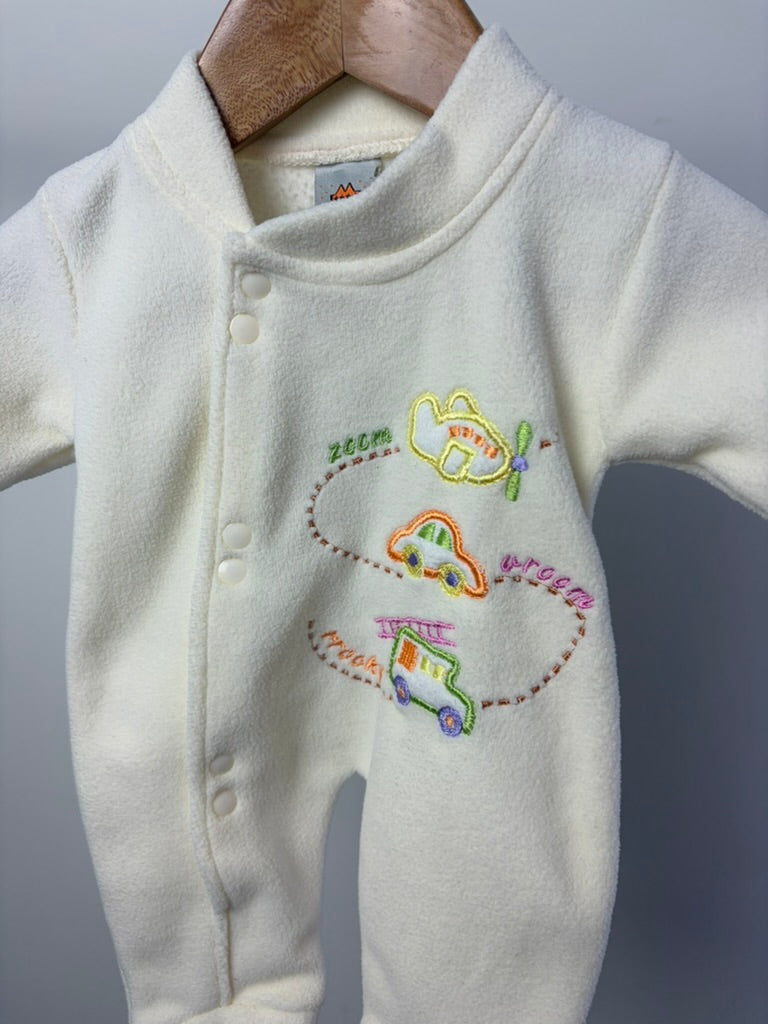 Vintage MONO Embroidered Fleece Playsuit — 0–3M