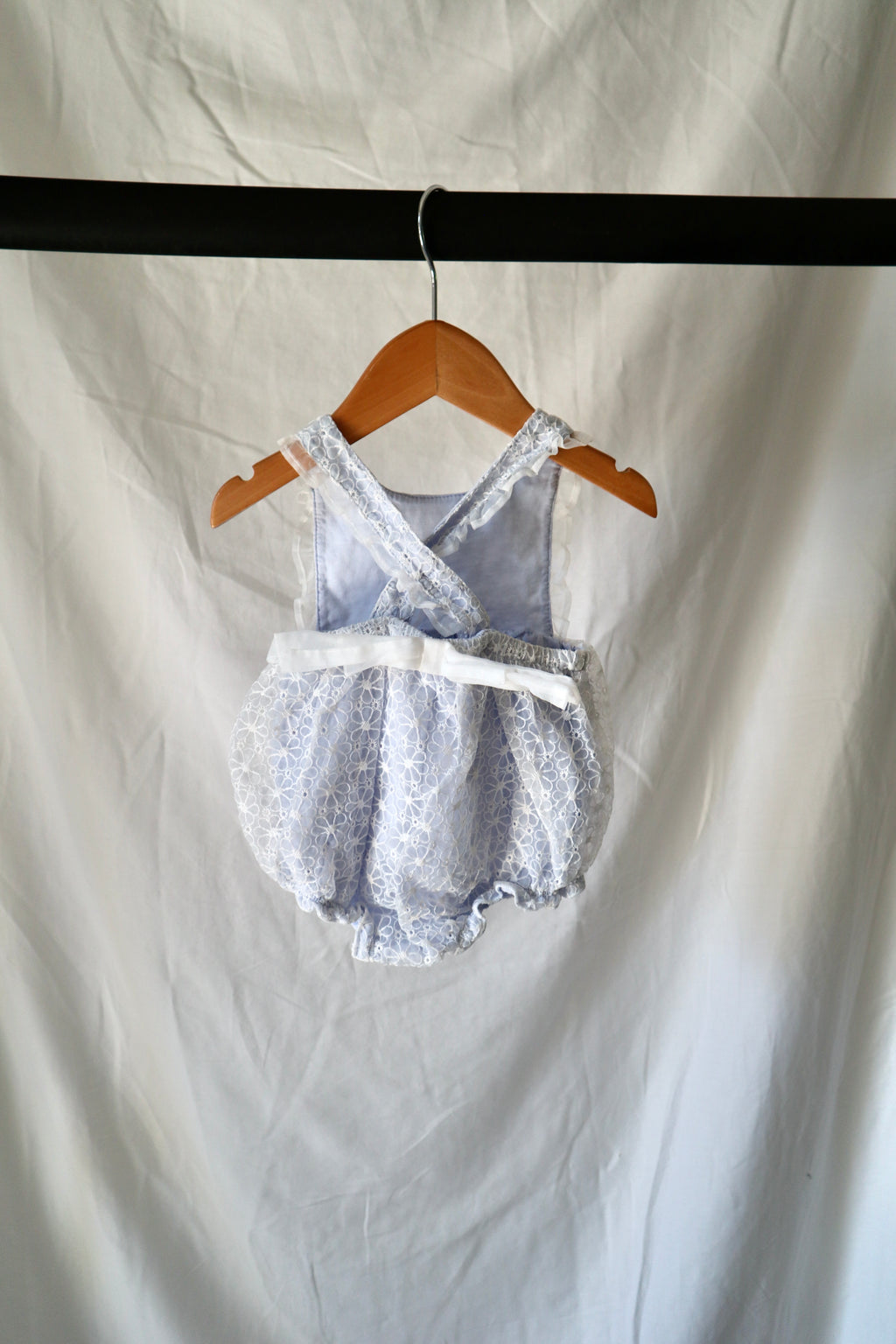Dymples Floral Embroidered Bubble Romper — 3M