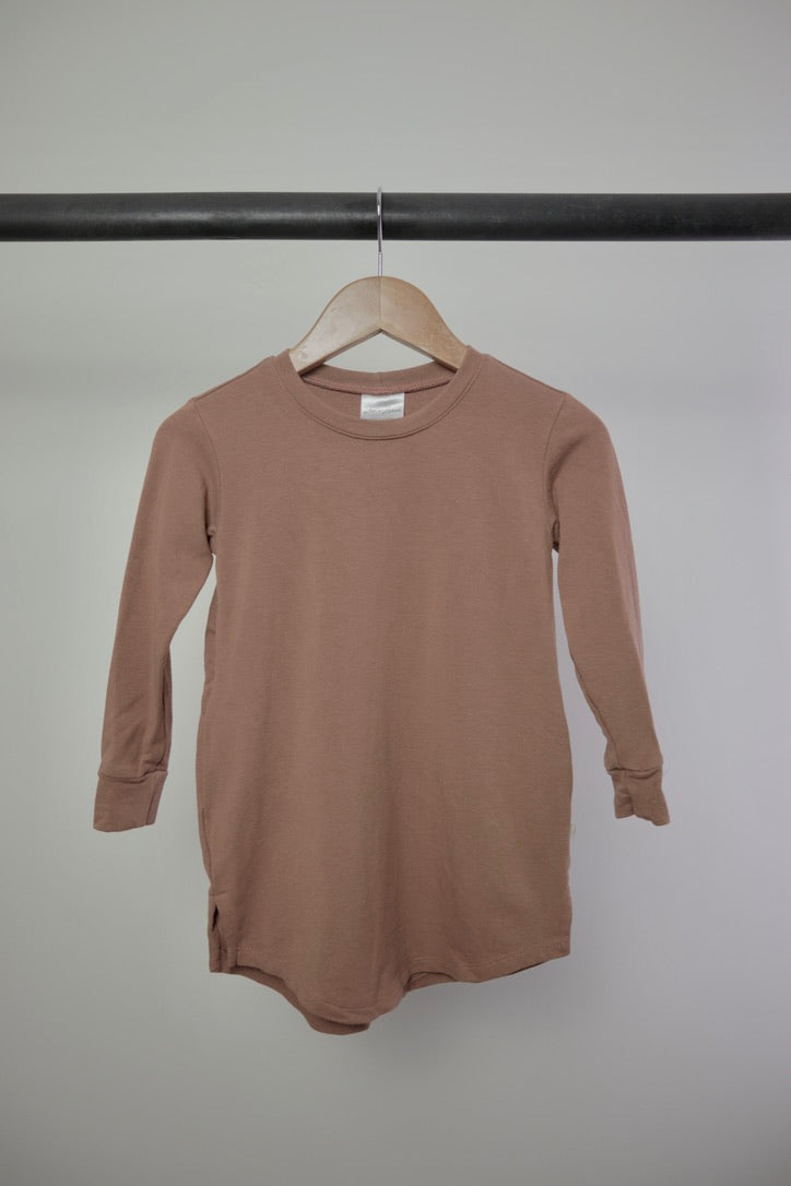 Jax + Lennon — Long Sleeve Tunic Dress — Warm Brown — 18–24M