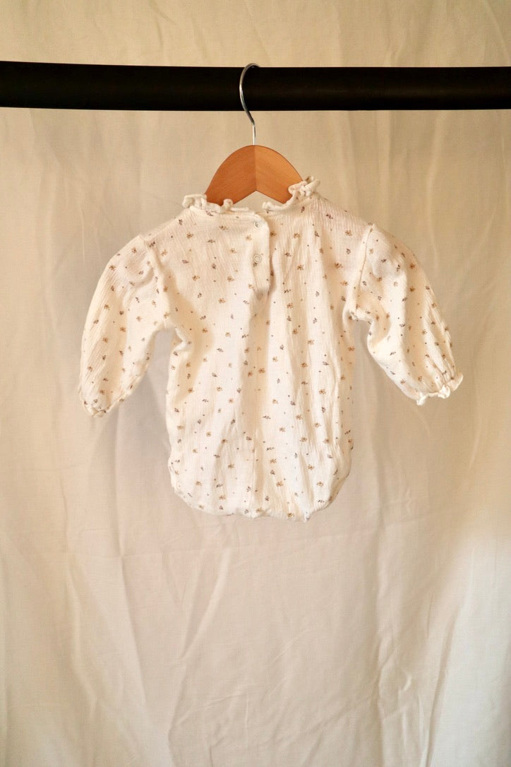 Zara Muslin Floral Bodysuit — Cream