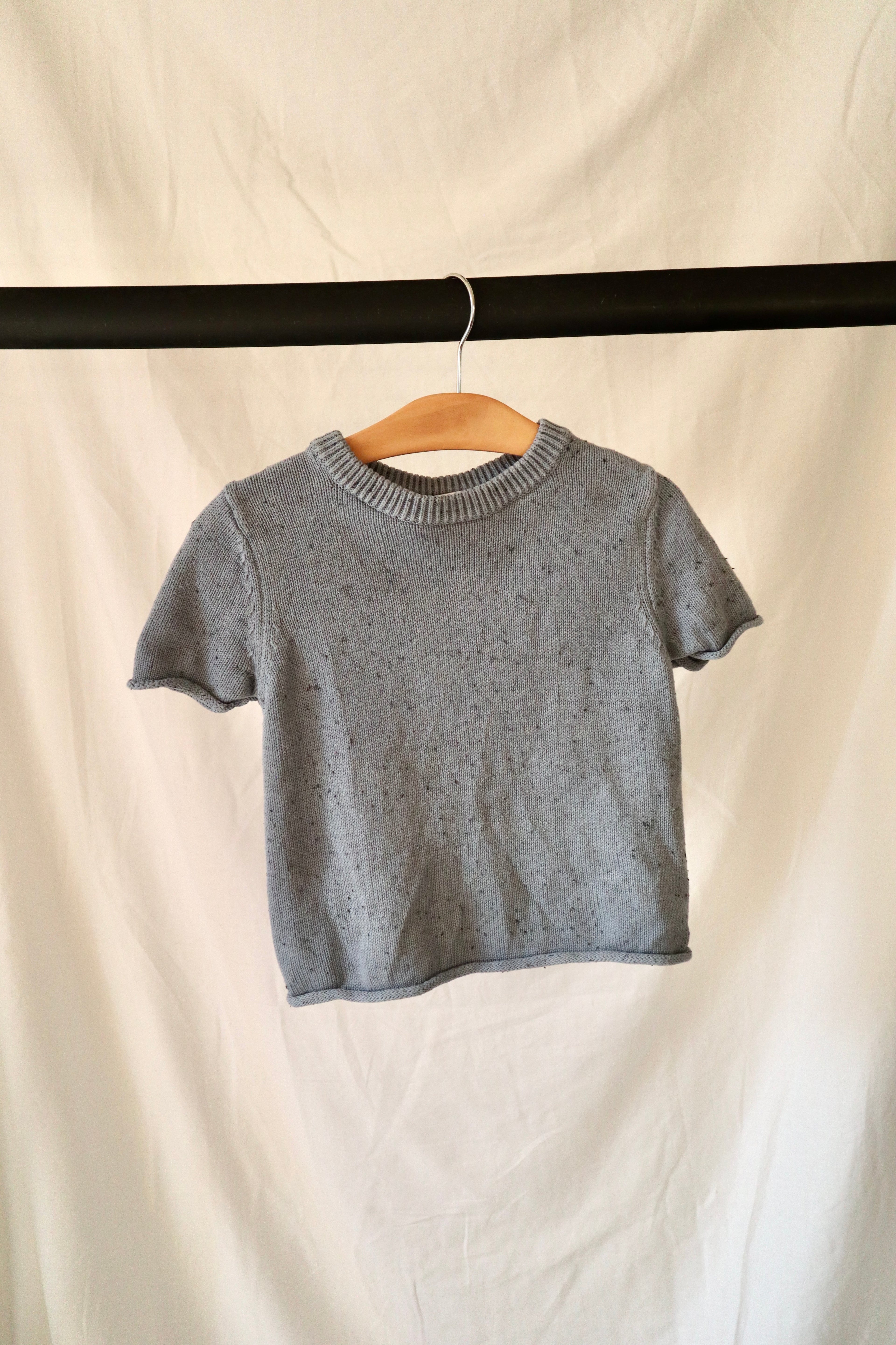 Lou Lou & Company Heirloom Knit Tee & Shorts Set — Cadet Speckle — 2T
