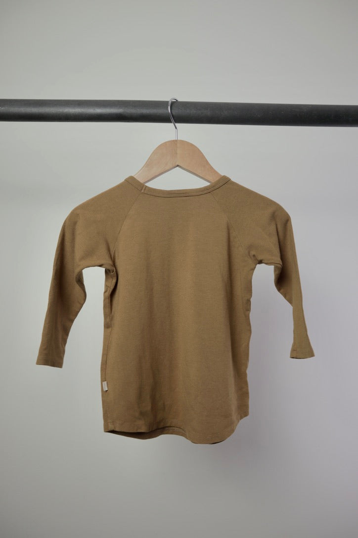 Jax + Lennon — Bamboo Blend Long Sleeve Tee — Warm Brown — 2/3Y