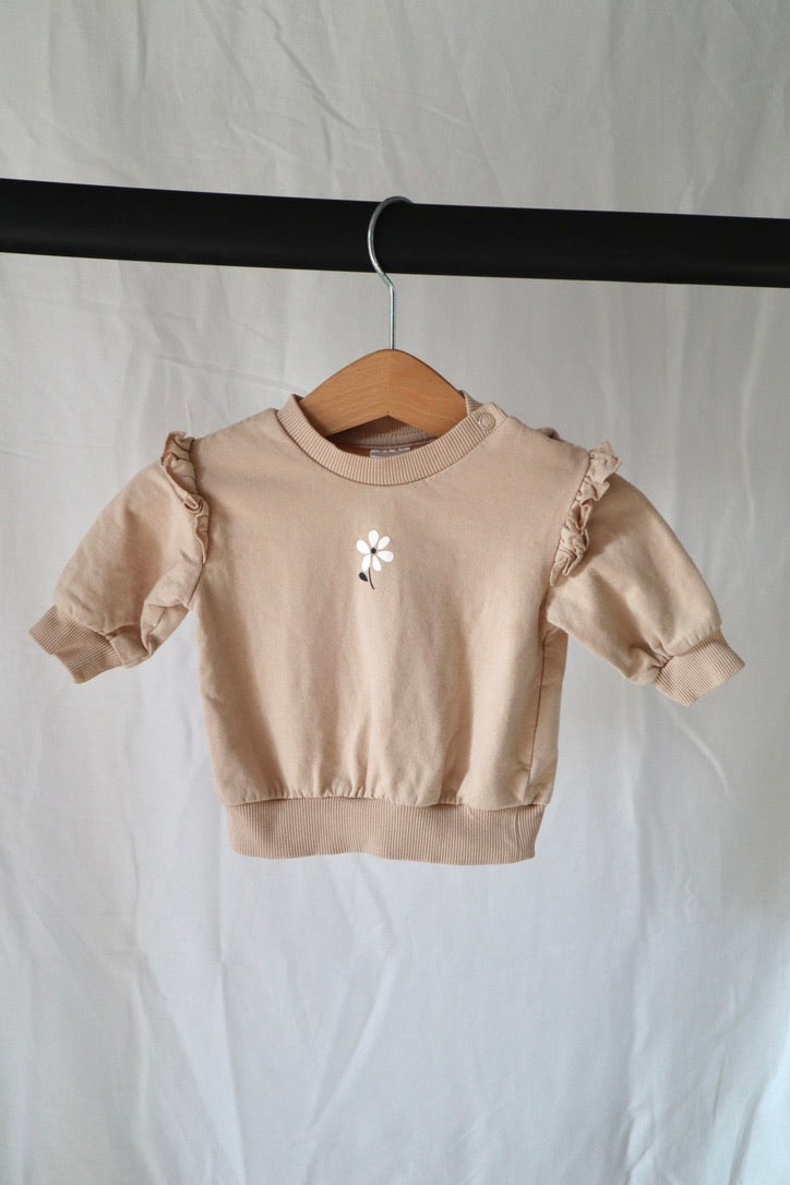 H&M Ruffle Sweatshirt & Floral Legging Set — 1–2M