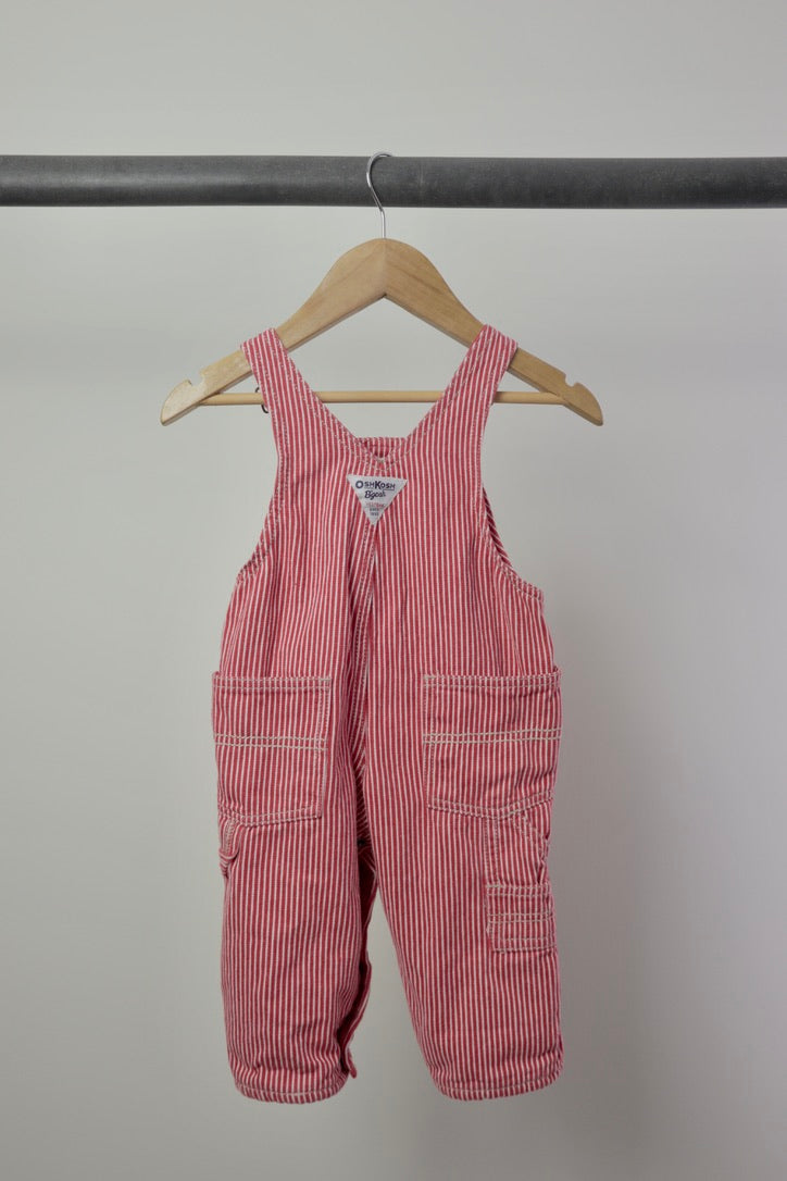 Vintage OshKosh B'gosh Red Stripe Overalls — 9M