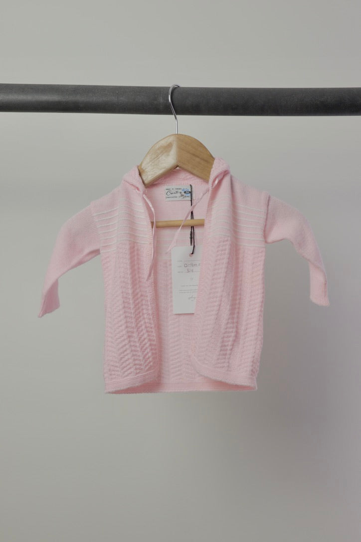 Vintage Creation Pink Knit Cardigan — 0–9M