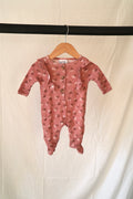 Nicole Miller — Pink Floral Ruffle Footed Sleeper — 0–3M