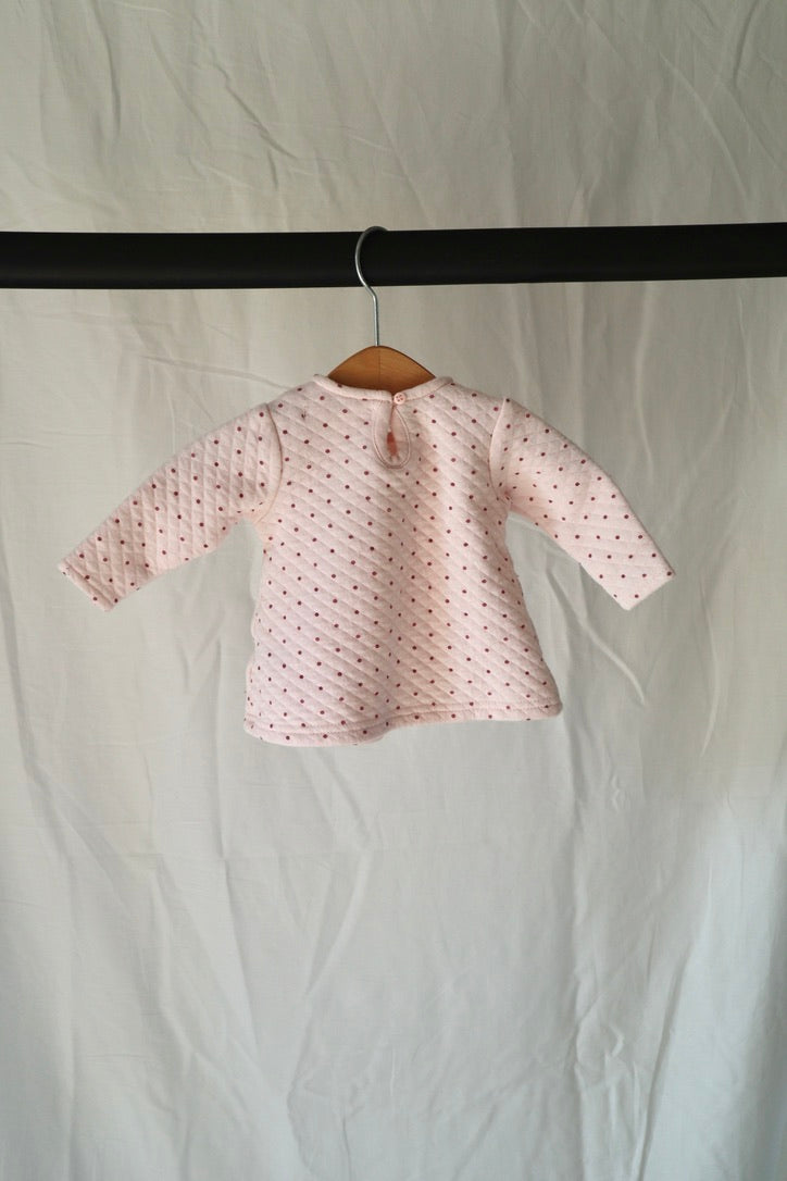 Monkey Bars Quilted Ruffle Top — Blush Pink — 3–6M