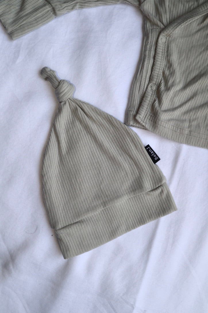 Belan.J — Bamboo Wrap Set — Light Grey Rib — 0-3M