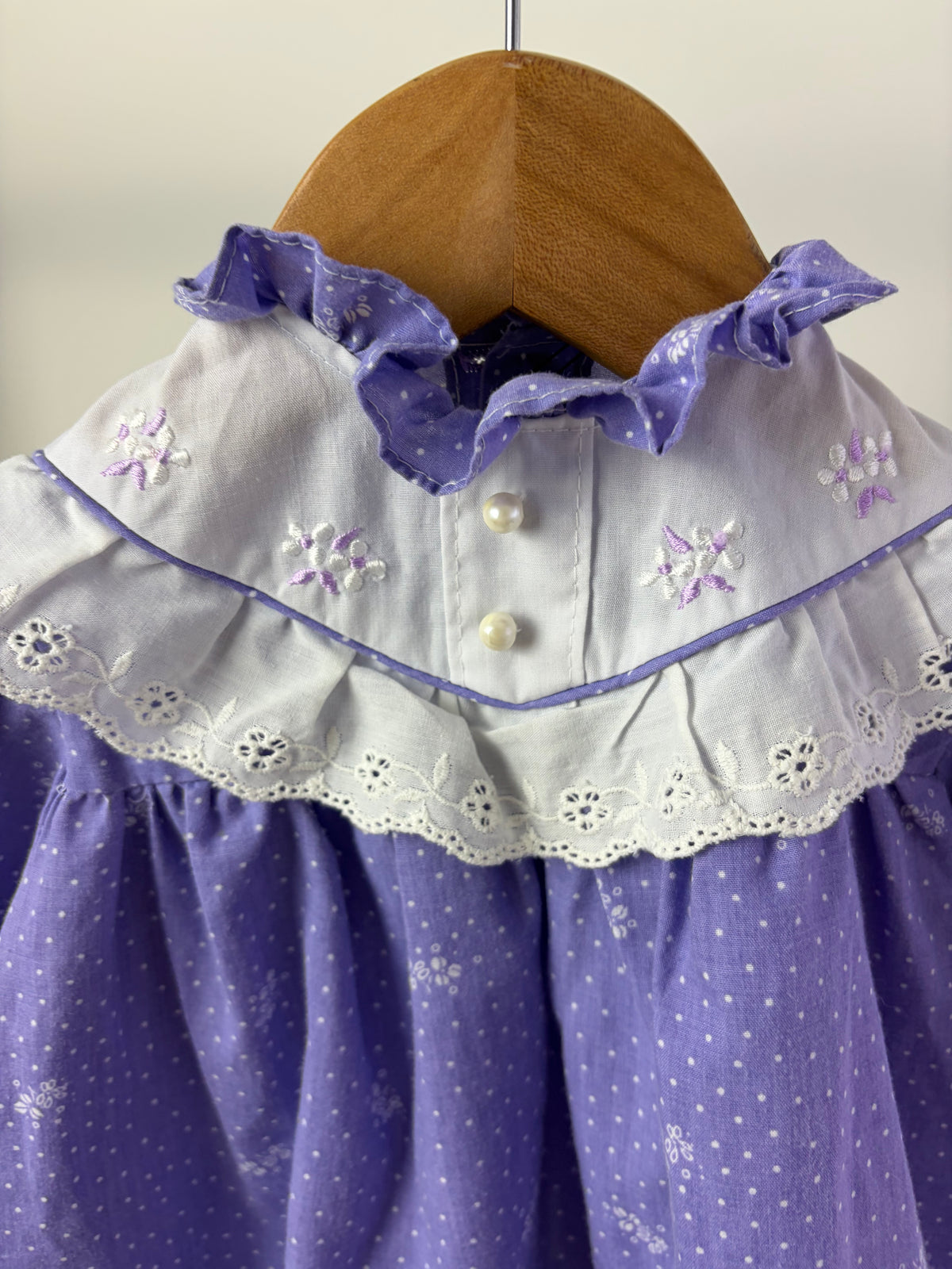 Vintage Lavender Floral Eyelet Dress — 18M