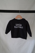 Just Born “Little Human” Organic Cotton Sweatshirt — Black — 6–12M