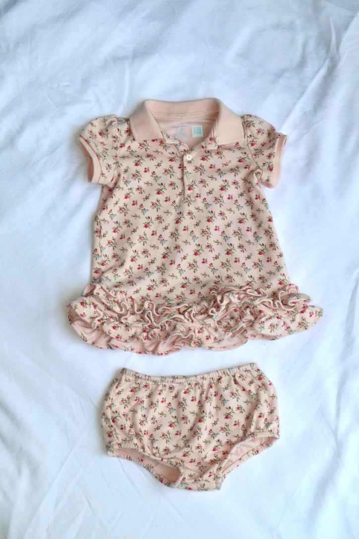Ralph Lauren — Floral Dress & Bloomer Set — Size 9 Months