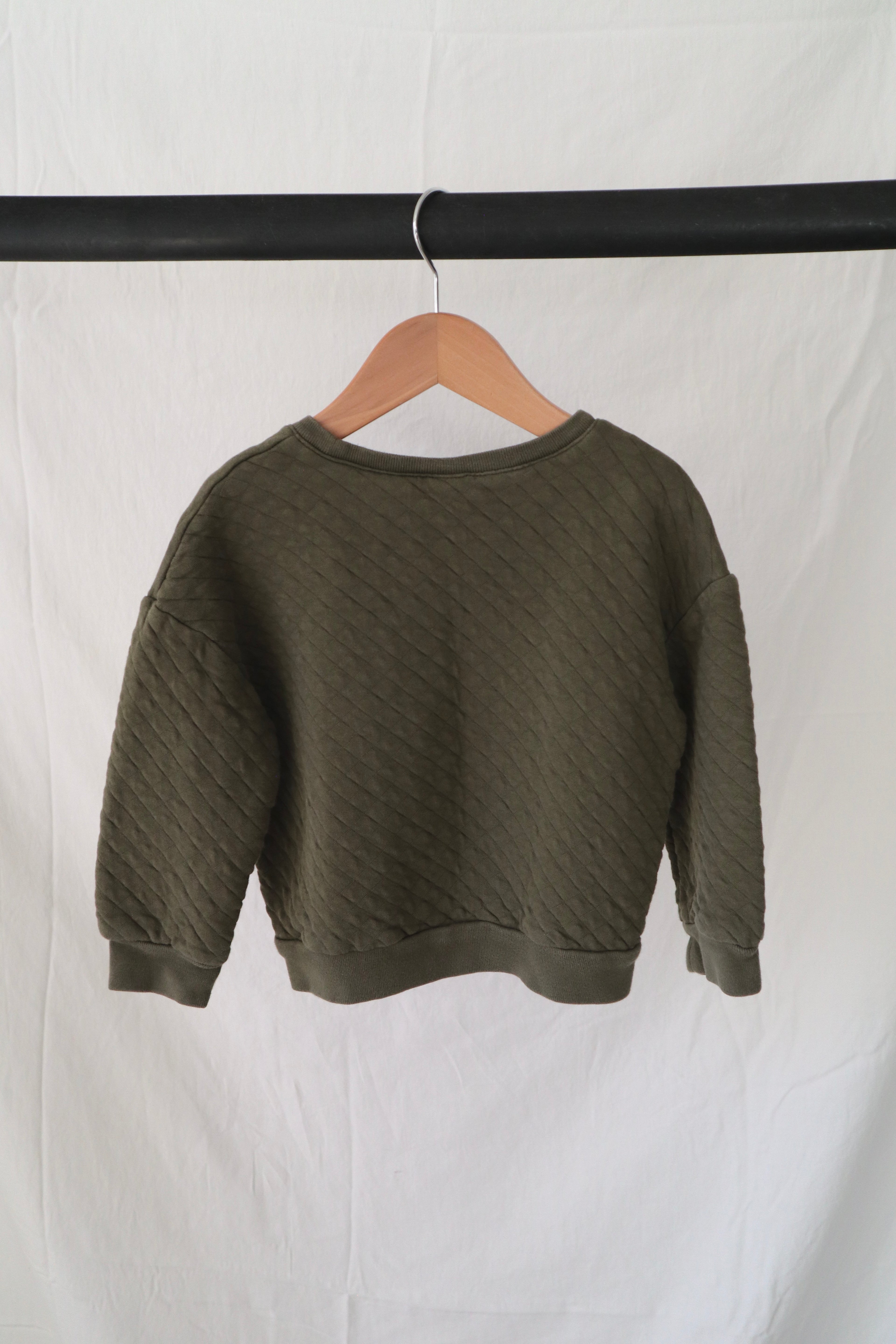 Baby Gap Quilted Sweatshirt — Olive Green — 3T