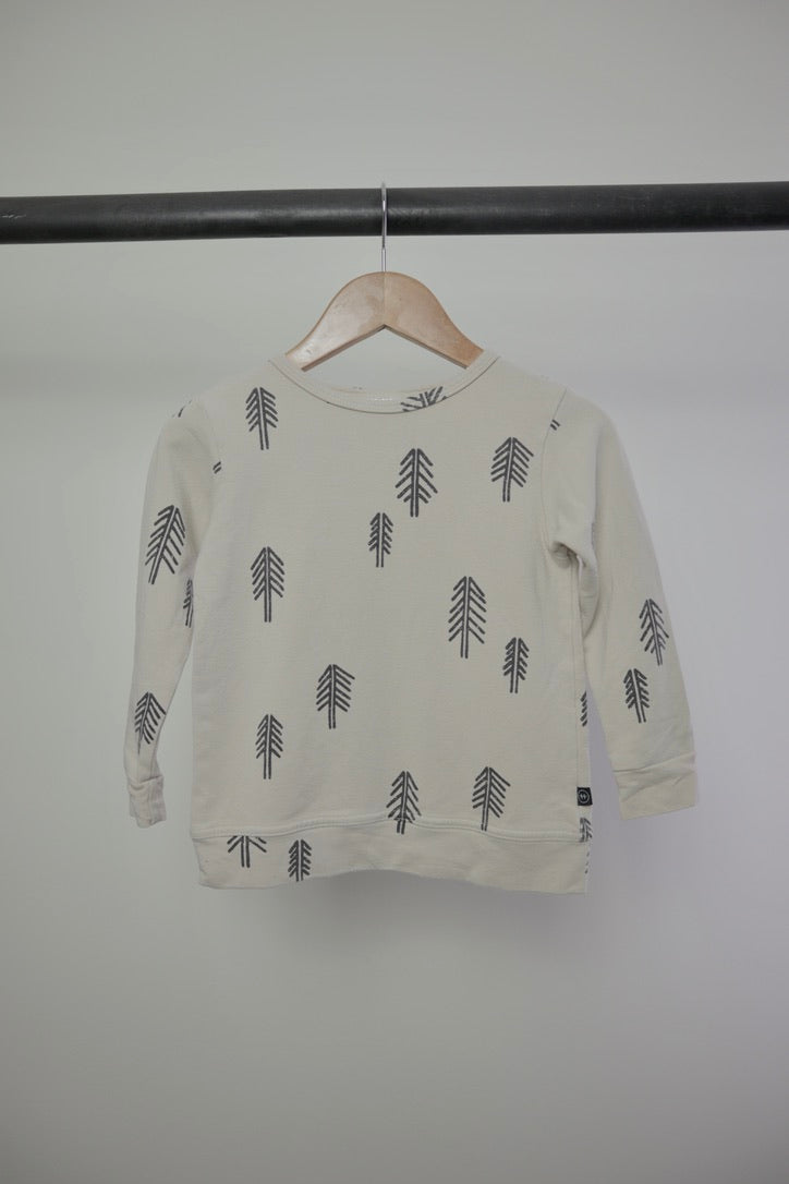 Haven Kids — Cream Tree Print Bamboo Pullover — 2/3T