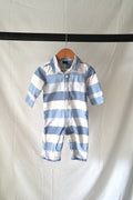 Baby Gap Rugby Stripe Collared Romper — Blue & White — 6–12M