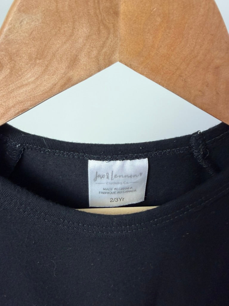 Jax + Lennon Bamboo Long Sleeve Raglan Tee — Black — 2/3Y