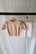 H&M Ruffle Sweatshirt & Floral Legging Set — 1–2M