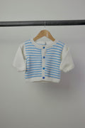 Handmade Blue Striped Knit Cardigan — 12–18M