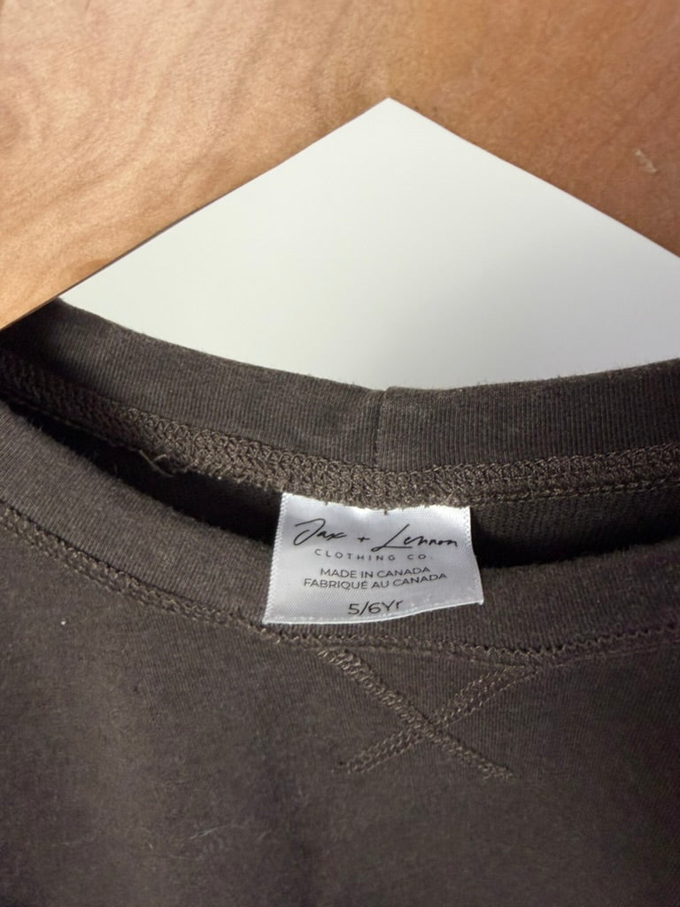 Jax + Lennon — Dark Brown Crewneck Sweater — 5/6Y
