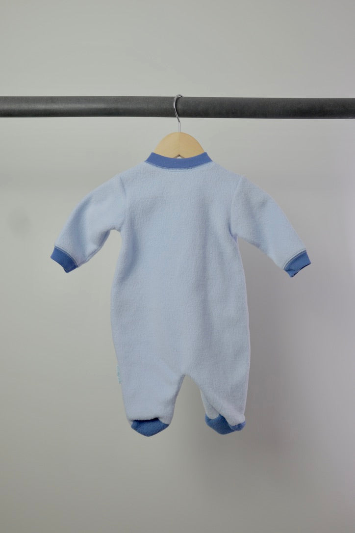 Vintage Little Me Light Blue Fire Truck Fleece Sleeper — 0–6M