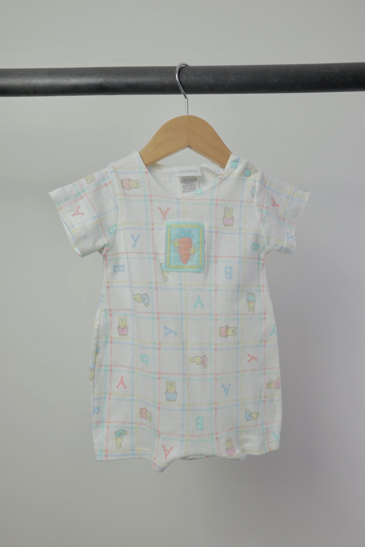 Vintage Carter's Pastel Bunny Romper — 3–6 Months