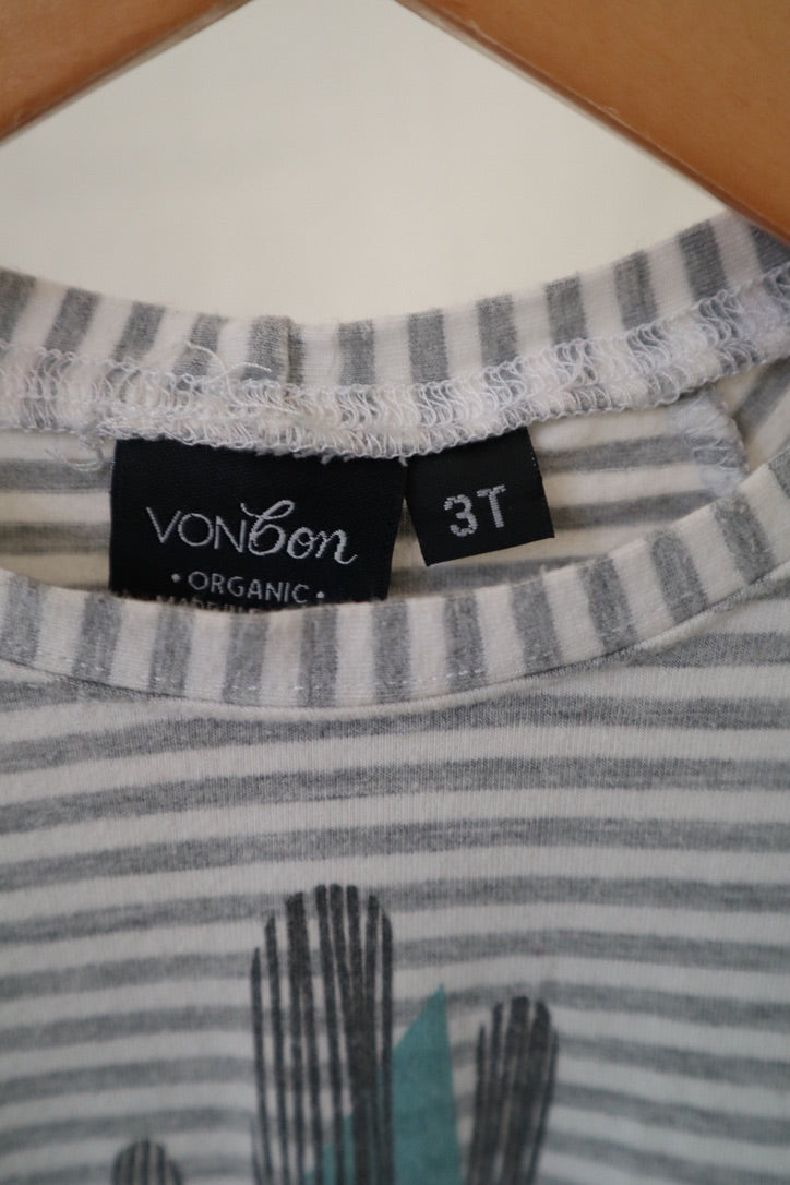 Vonbon Organic Striped Cactus Tee — 3T