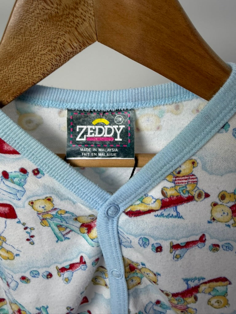 Vintage 90s Zellers Zeddy Teddy Bear Bodysuit — 12M
