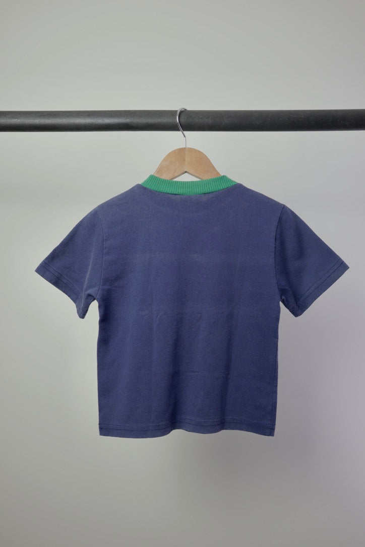 Vintage B.B. Club Colourblock T-Shirt — Navy + Green — 3T