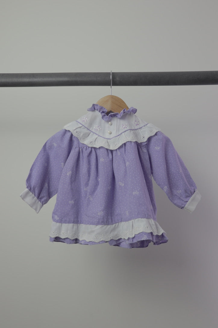 Vintage Lavender Floral Eyelet Dress — 18M