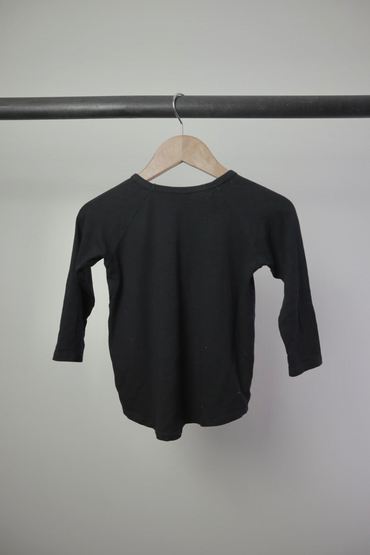 Jax + Lennon Bamboo Long Sleeve Raglan Tee — Black — 2/3Y