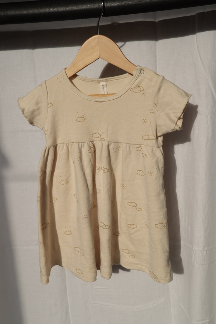 Quincy Mae Organic Cotton Cloud Print Short-Sleeve Dress – 2-3Y