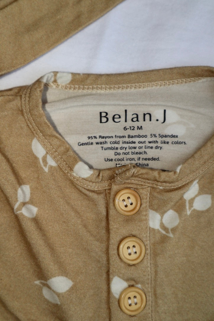 Belan.J — Bamboo Henley Set — Camel Leaf — 3-12 months